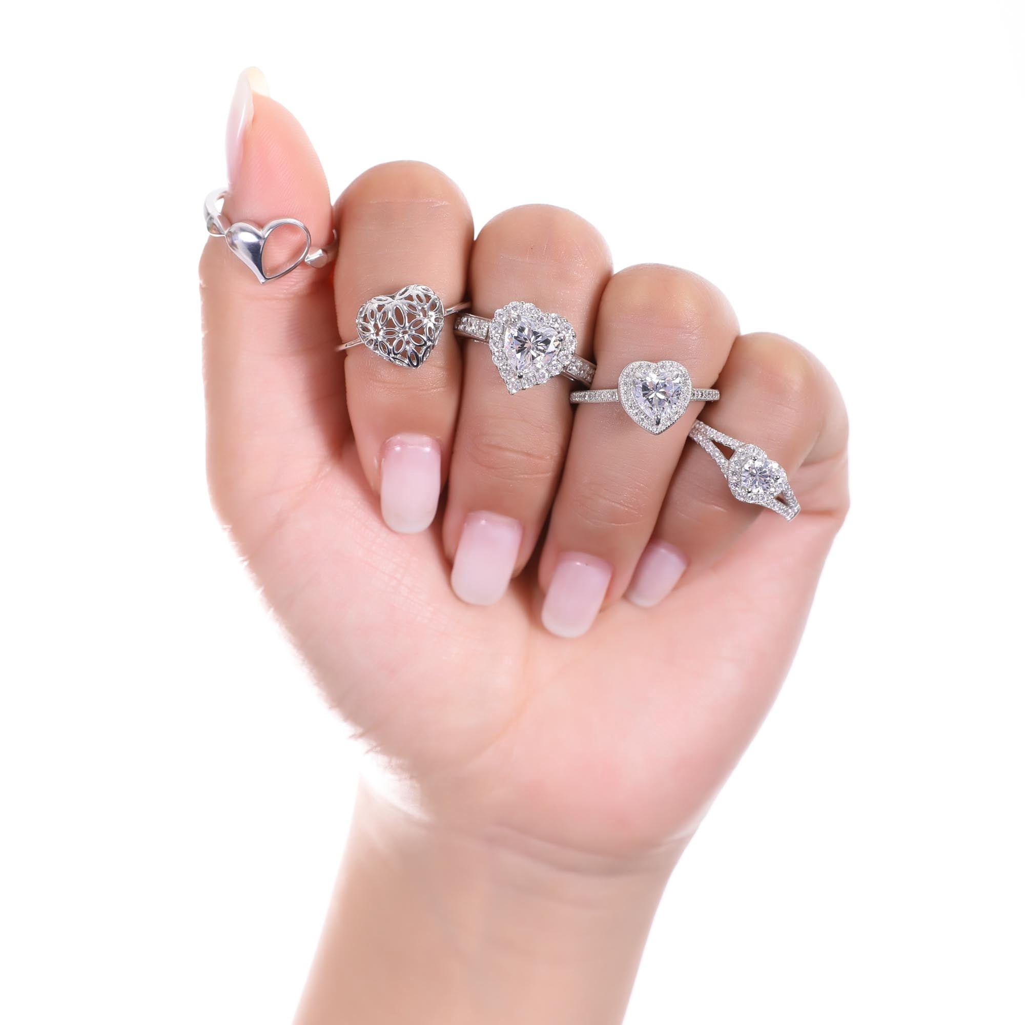 BERRICLE Sterling Silver Halo Wedding Engagement Rings Heart Shaped Cubic Zirconia CZ Heart Promise Ring for Women, Rhodium Plated Size 5.5