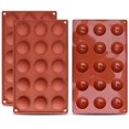 thumbnail image 1 of Pequeño molde de silicona semiesférico con 15 cavidades, 3 moldes para hacer chocolate, tartas, gelatinas y mousse de cúpula. Rojo Verde, 1 of 5