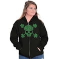thumbnail image 4 of Saint Patrick's Day Shamrock Skull Zip Up Hoodie Men's Women's Brisco Brands S, 4 of 6