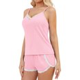 thumbnail image 3 of QYLUX Womens Pajama Sets Ultra Soft Lingerie Sleepwear 2 Piece Cami Shorts Set V Neck Pj Lace Nightwear, 3 of 7