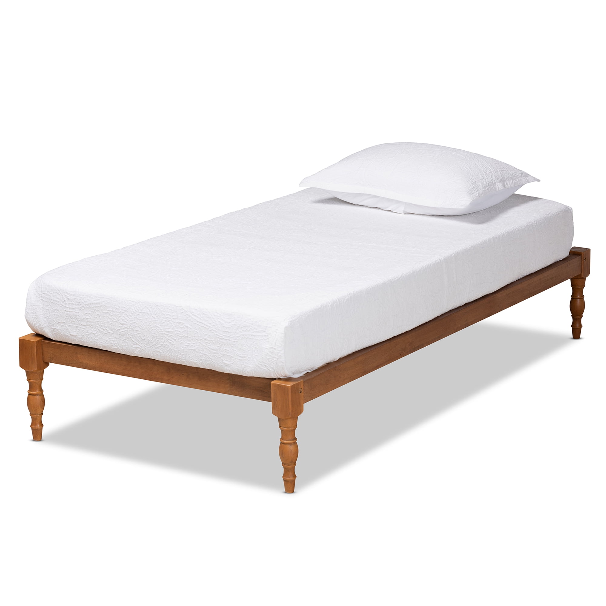 Baxton Studio Iseline Wood Platform Bed Frame Twin Ash Walnut