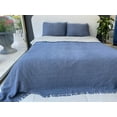 thumbnail image 3 of Muslin Blanket 4 Layers, Soft Bedspread, 100% Turkish Cotton Muslin Bed Cover, Reversible Coverlet, Indigo Blue, 91x95 inches, Queen Size, 3 of 5
