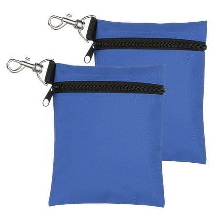 Uxcell 2 Pcs Golf Tee Pouch 5.5" x 6.7" Professional Zipper Golf Tee Bag with Metal Lobster Claw Clip Blue