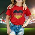 thumbnail image 2 of TAIAOJING Girls Crop Top Short Sleeve Summer T Shirt Kid Flag Of Germany Print Round Neck T Shirt Floral Fashion Trend Bottoming Shirt Tops 6-7 Years, 2 of 4