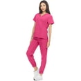 thumbnail image 2 of Hey Collection Womens Stretch Colorful V-Neck Jogger Scrubs Set, Medical Nursing Tops with Four Pocket Scrubs Jogger Pants, 2 of 4