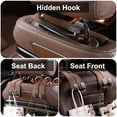thumbnail image 3 of 2 PCS  Car Seat Hooks for Headrest,Car Hooks for Purses and Bags, Purse Holder for Car, Leather Car Seat Back Storage Hook Double Hook Car Seat Hangers Organization Accessories (Brown 2 Pack), 3 of 6