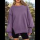 thumbnail image 5 of Sudaderas de Gran Tamaño para Mujer, Cuello Redondo, Larga, Informales, Holgadas, con Abertura, Otoño 2025 Púrpura XXL, 5 of 8