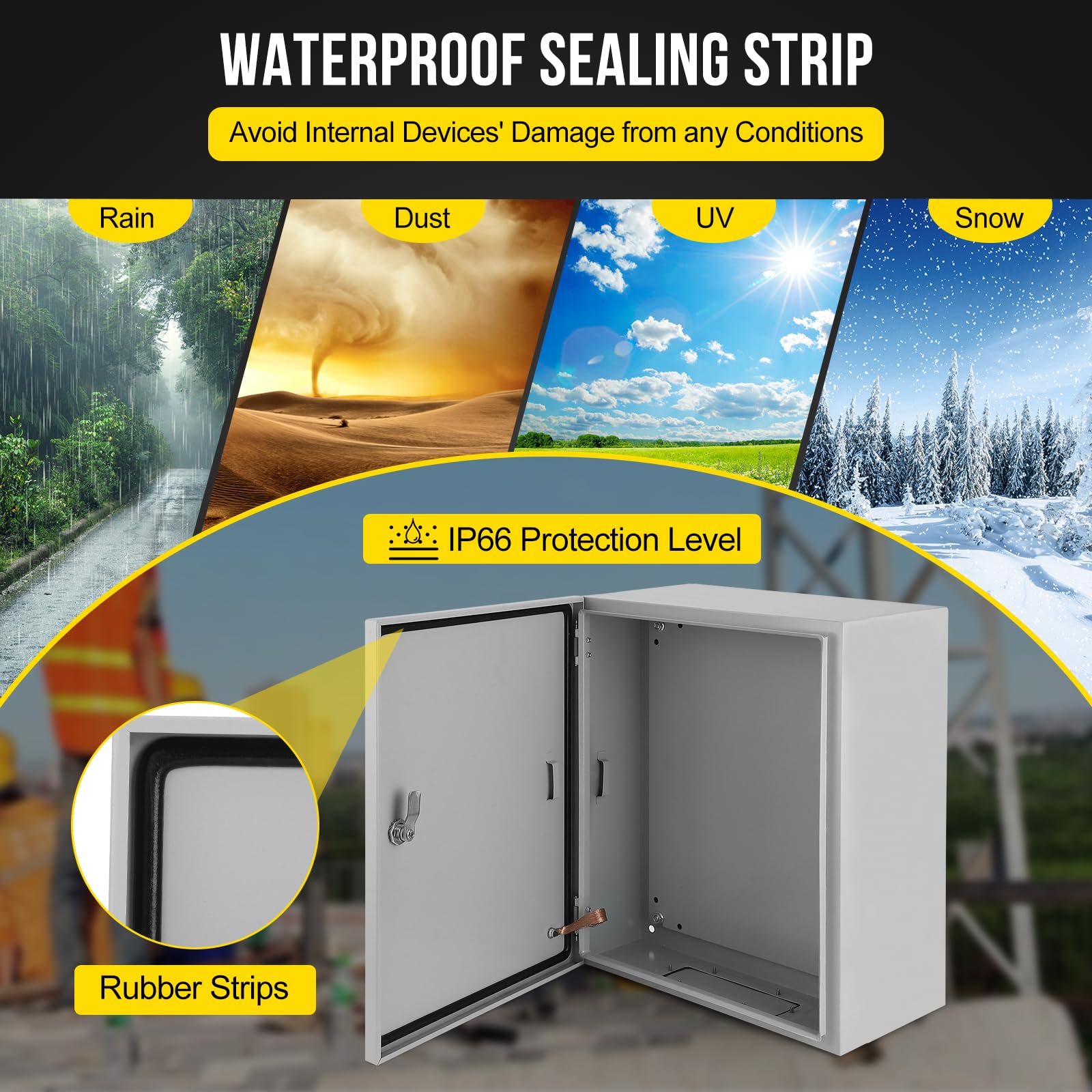 20*20*6 Electrical Box, Nema 4X Steel Electrical Box, Ip66 Waterproof & Dustproof, Outdoor/Indoor Electrical Junction Box, Lockable Junction Box
