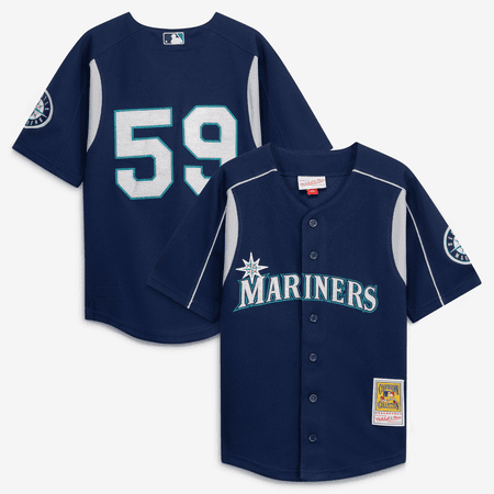 Toddler-Mitchell & Ness Felix Hernandez Navy Seattle Mariners Throwback Mesh Batting Practice Jersey