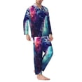 thumbnail image 2 of Honeii Starry Multicolored Wolf Pattern Mens Pajamas Set,2pcs Men's Lounge Long Sleeve Sleep Shirt and Pajama Bottoms Sleepwear Set,Mens Pjs Sets-XX-Large, 2 of 7