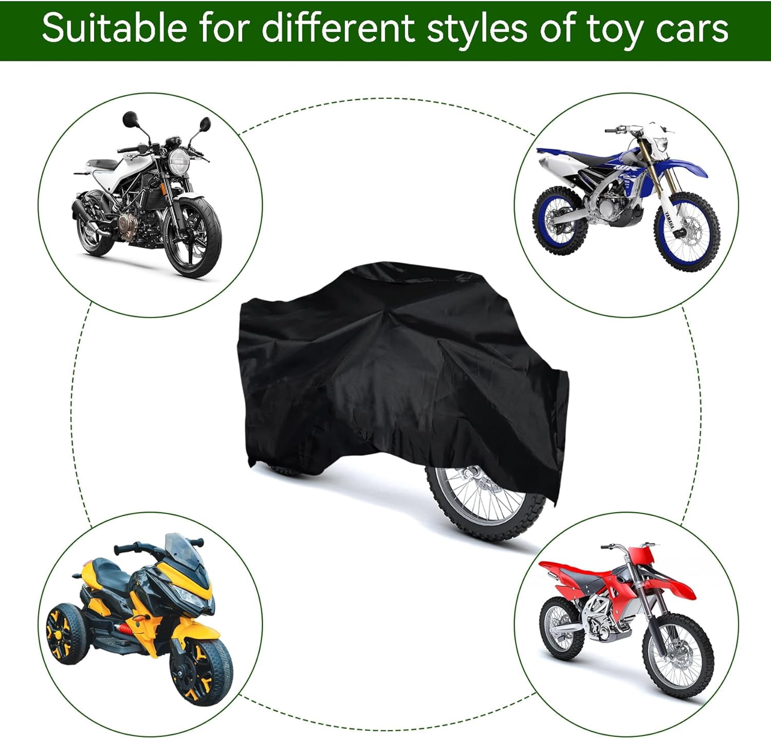 Kids Motorcycle Cover, Waterproof Oxford Kids Toy Motorcycle Cover with Adjustable Drawstring, All Weather Protection Universal for Children's Electric Motorcycle Bike(Black)