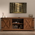 thumbnail image 2 of Furmax Barn Door TV Stand Media Console Center Industrial Style for TVs up to 65", Walnut, 2 of 2