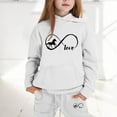 thumbnail image 2 of Little Girls Outfits Set Cute Letter Print Hoodie Pants Comfy Casual Two Piece Outfit Kids Winter Clothing White Size 6-7T, 2 of 4