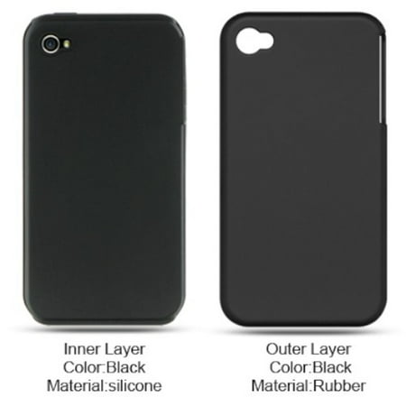 85w Apple - iPhone 4 case by Insten For Apple iPhone 4 Black Hard Silicone Hybrid Rubberized Case