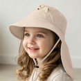 thumbnail image 2 of Krdevn Cartoon Bear Kids Neck Flap Sun Hat UPF 50+ Adjustable Chin Strap Breathable Beach Fisherman Cap Toddler Boys Girls, 2 of 7