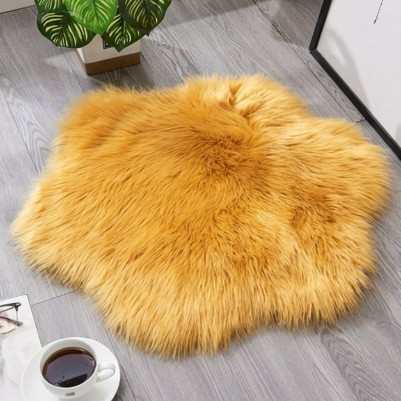 Vikakiooze Wool Imitation Sheepskin Rugs Faux Non Slip Bedroom Shaggy Carpet Mats