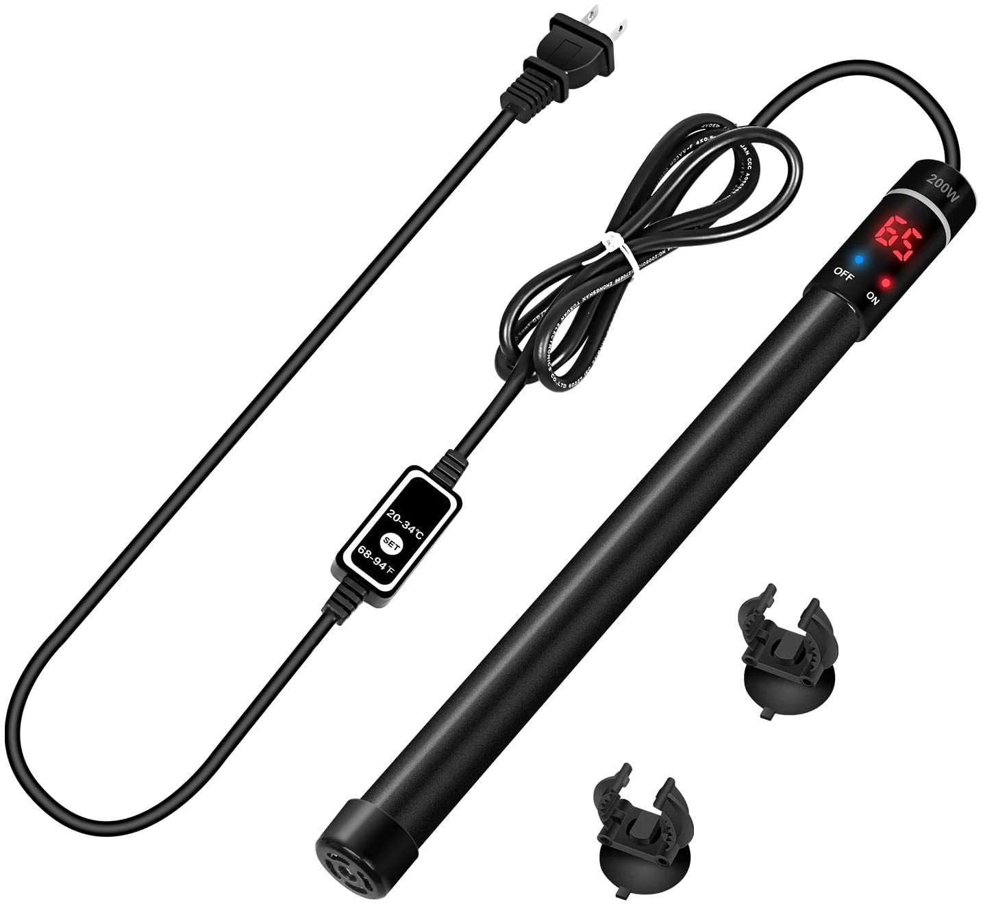Simple Deluxe 200 Watts Aquarium Heater Submersible Fish Tank Heater with LED Temperature