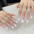 thumbnail image 2 of 24Pcs Full Cover False Nails with Glue Long Square Coffin Fake Nails French Detachable Ballet Love Pattern Design Press on Nails, 2 of 6