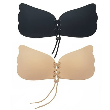 Push Up Bra for Women  2 Pack Invisible Adhesive Strapless Backless Bra  Stick on Bra with Drawstring  Skin Friendly Sticky Silicone Padded for Everyday Wearing  Party  Wedding