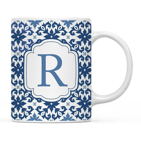 Koyal Wholesale Ceramic Coffee Mug, Moroccan Monogram R
