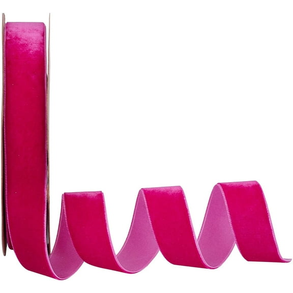 20 Yards × 1 Inch Single Side Pink Velvet Ribbon Satin Ribbon Roll