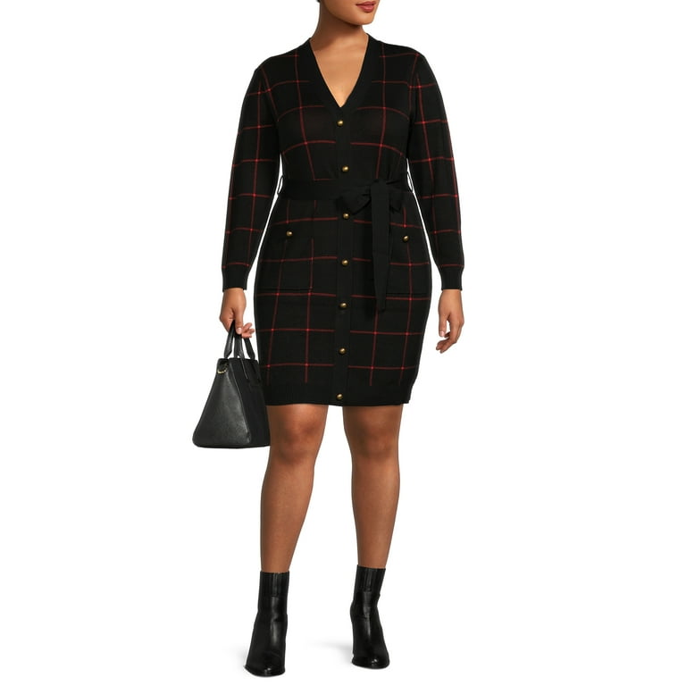Belted top plaid dress