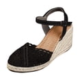 thumbnail image 4 of Rokment Womens Boho Beach Crochet Espadrilles Wedges Dress Sandals Spring Summer Fashion Casual Lace Closed Toe Platform Chunky High Heels for Woman Bride Wedding Vacation Black Size 6, 4 of 5