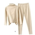 thumbnail image 4 of Sonducket Ropa interior térmica de algodón grueso para mujer, pijama adelgazante, traje de cuello medio alto, camisa cálida, Top cálido, pantalones, conjuntos de ropa Albaricoque Beige METRO Sonducket AP013788-05, 4 of 6