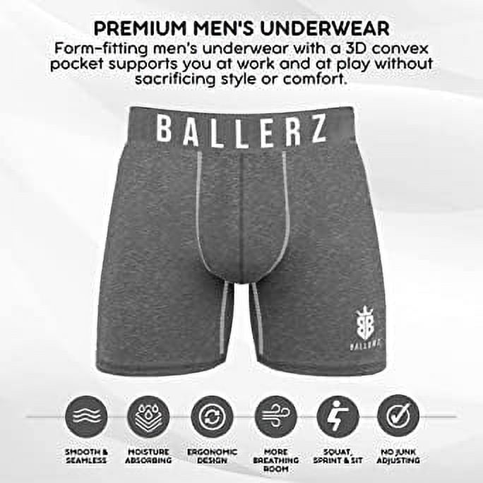 Ballerz Mens Boxer Briefs-Ball Hammock Underwear with Ball Pouch-No Fly