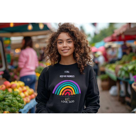 Promise Rainbow Print Black;Small Crewneck T-Shirt