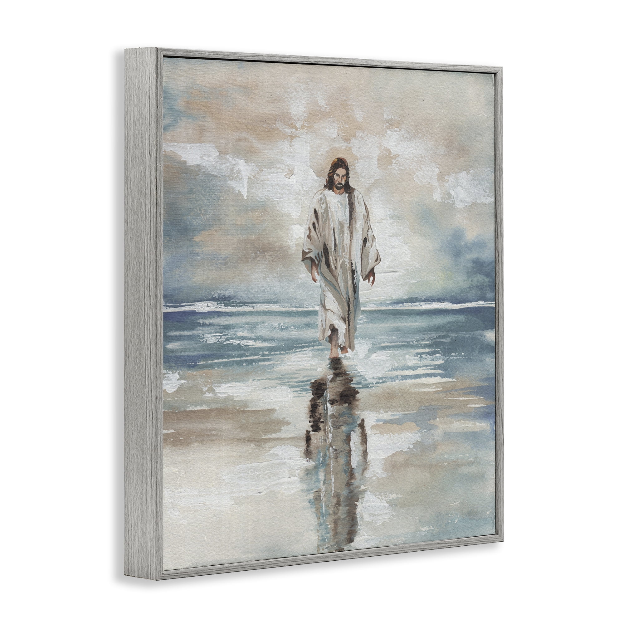Stupell Industries Jesus on Water Gray Framed Giclee Art, design by Elizabeth Medley