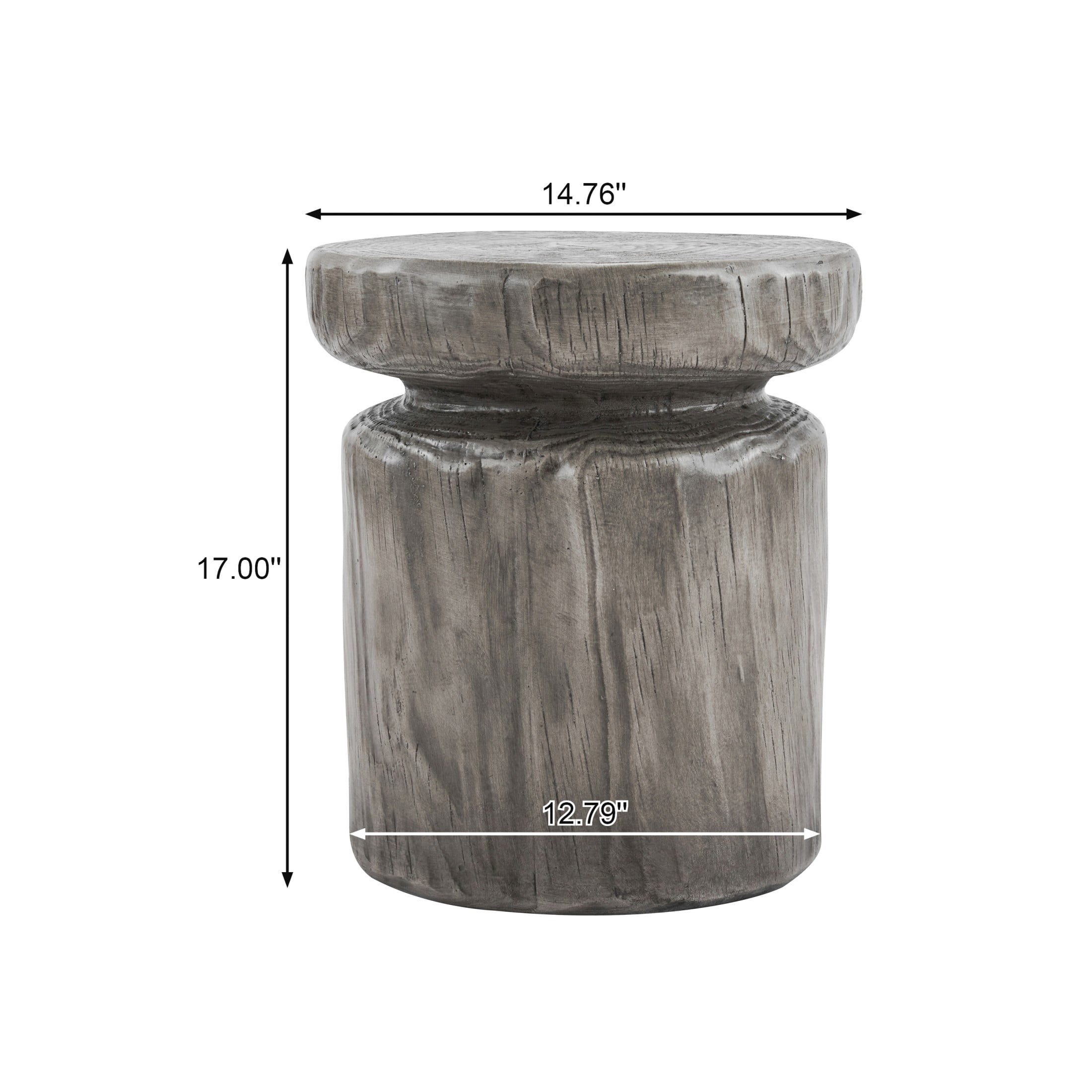 Christopher Knight Home Indoor/Outdoor Wood Grain Side Table, MGO Lightweight Concrete Tree-Stump, Gray