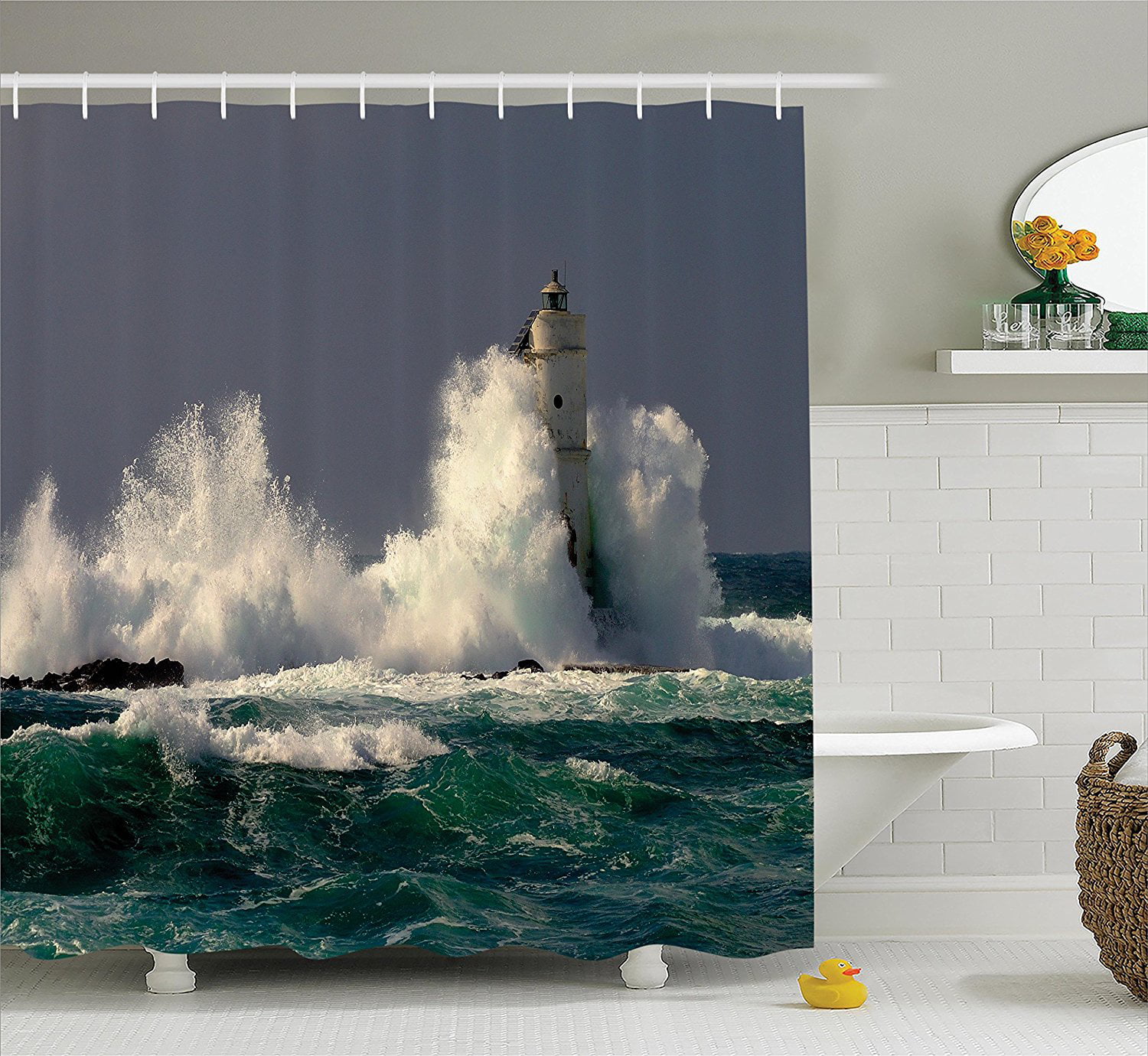 Details about   Painting Man With Boat Pattern Print Bathroom Decorative Shower Bath Curtains 