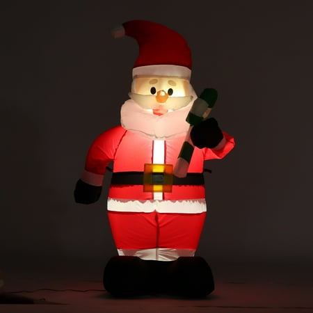 10 ft christmas inflatable santa sitting on hot air balloon snowman, color changing lights up Christmas Inflatables Greeting Santa with Light, Blow Up Yard for Christmas Yard Decoration