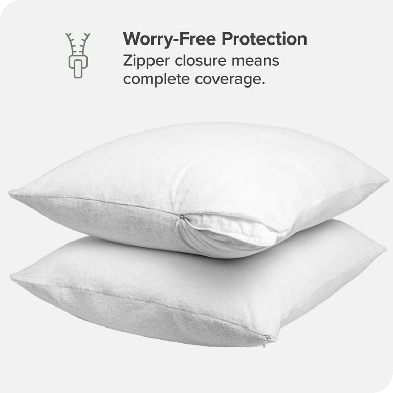 Everlasting Comfort Waterproof Pillow Protectors Standard Size, 4-Pack,  Hypoallergenic Pillow Case Cover, Zippered Design to Prevent Bedbugs, Dust  Mites and Allergens, Set of 4 (White) 