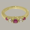 thumbnail image 5 of LBG British Made 10k Yellow Gold Ruby & Cultured Pearl ring Womens band Ring - 33 size options - Size 11.75, 5 of 6