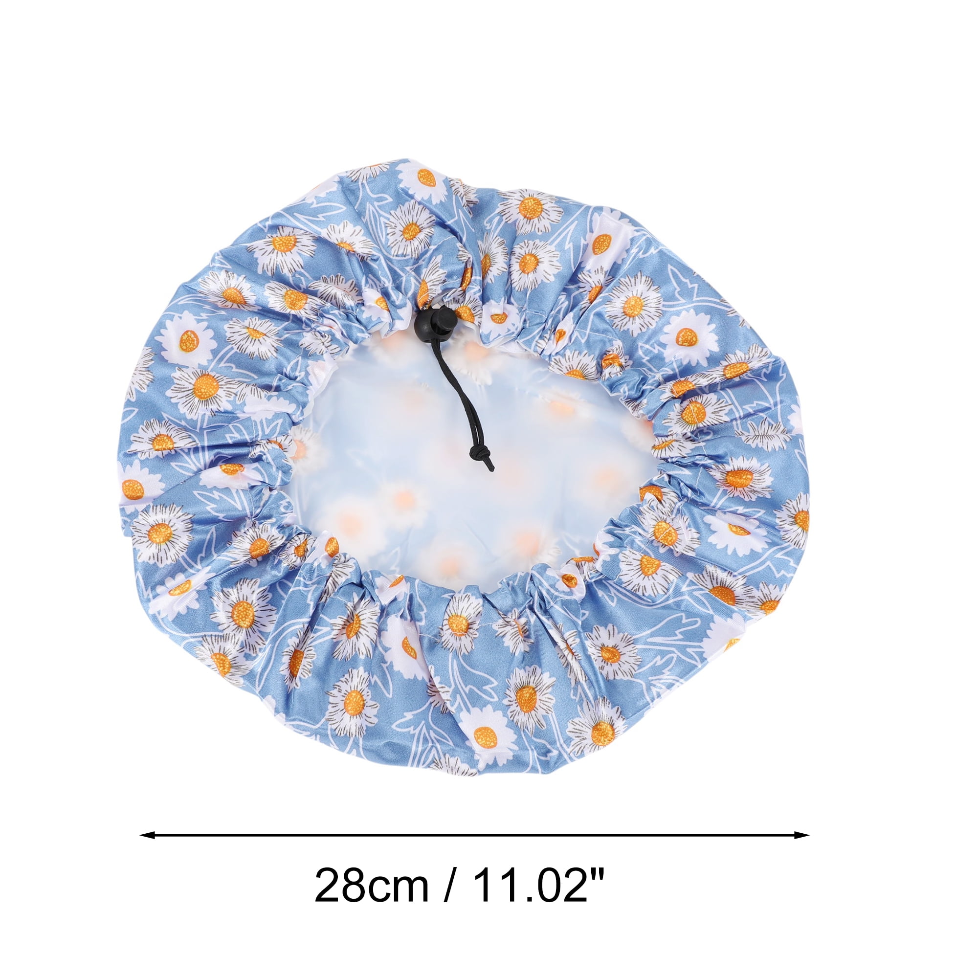 Unique Bargains Women's Flowers Bath Cap 1 Pc Blue, White, Orange