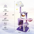 thumbnail image 4 of Sennaux 59" Cat Tree Condo with Scratching Post Tower Hammock Cats Bed Furniture, Purple, 4 of 9