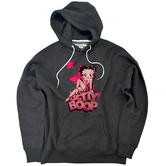 Betty Boop Sexy Star Unisex Adult Slim Fit Pull-Over Heather Hoodie, Charcoal, Small