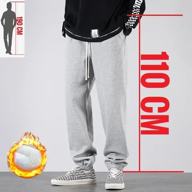 Pantalones de chándal grandes y altos para hombre, pantalones deportivos de longitud Extra larga para correr, pantalones de chándal de lana de invierno para hombre.