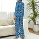 thumbnail image 4 of Pijama de copo de nieve azul con estampado navideño para mujer, ropa de dormir informal con cuello en V, Conjunto de pijama elegante de manga larga de diseño de 2 piezas, 4 of 4