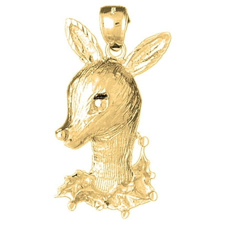 18K Yellow Gold Deer Pendant - 43 mm