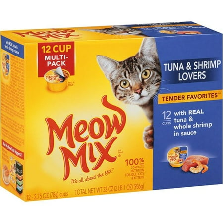 Meow Mix Tender Favorites Tuna & Shrimp Lovers Wet Cat Food, 2.75 Oz, 12 Pk