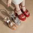 thumbnail image 6 of SACFOF Chunky Platform Heels for Women Open Toe Bow Heels with Ankle Strap Wedding Party Office Summer Sandals, 6 of 6