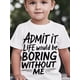 thumbnail image 1 of Cool Boys' Graphic Letter Print T-Shirt, Stylish Boring Me Casual Pullover Top, Boys' Patchwork Short-Sleeve T-Shirt., 1 of 6