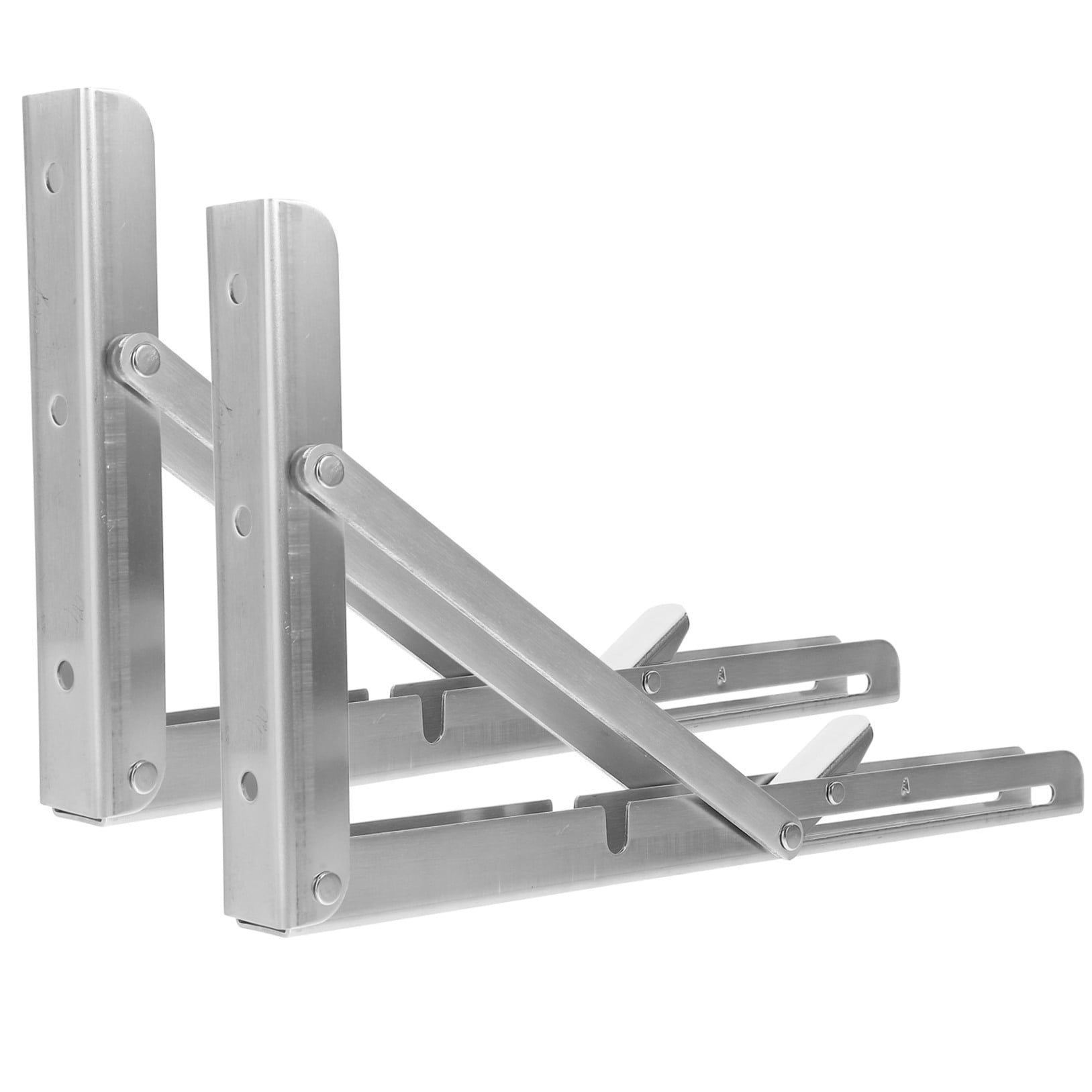 WHAMVOX  2 Pcs Stainless Steel Triangle Bracket Heavy Duty Shelving Shelf Brackets Coat Hangers Silver