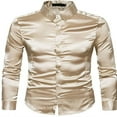 thumbnail image 1 of Men‘s Silk Satin Long Sleeve Shirt Ruffled Vintage Wedding Tuxedo Shirts, 1 of 5