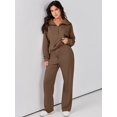 thumbnail image 4 of Women 2 Piece Outfits Sweatsuit Set 2023 Fall Oversized Half Zip Sweatshirt Wide Leg Sweatpant Lounge Set Tracksuit, 4 of 6