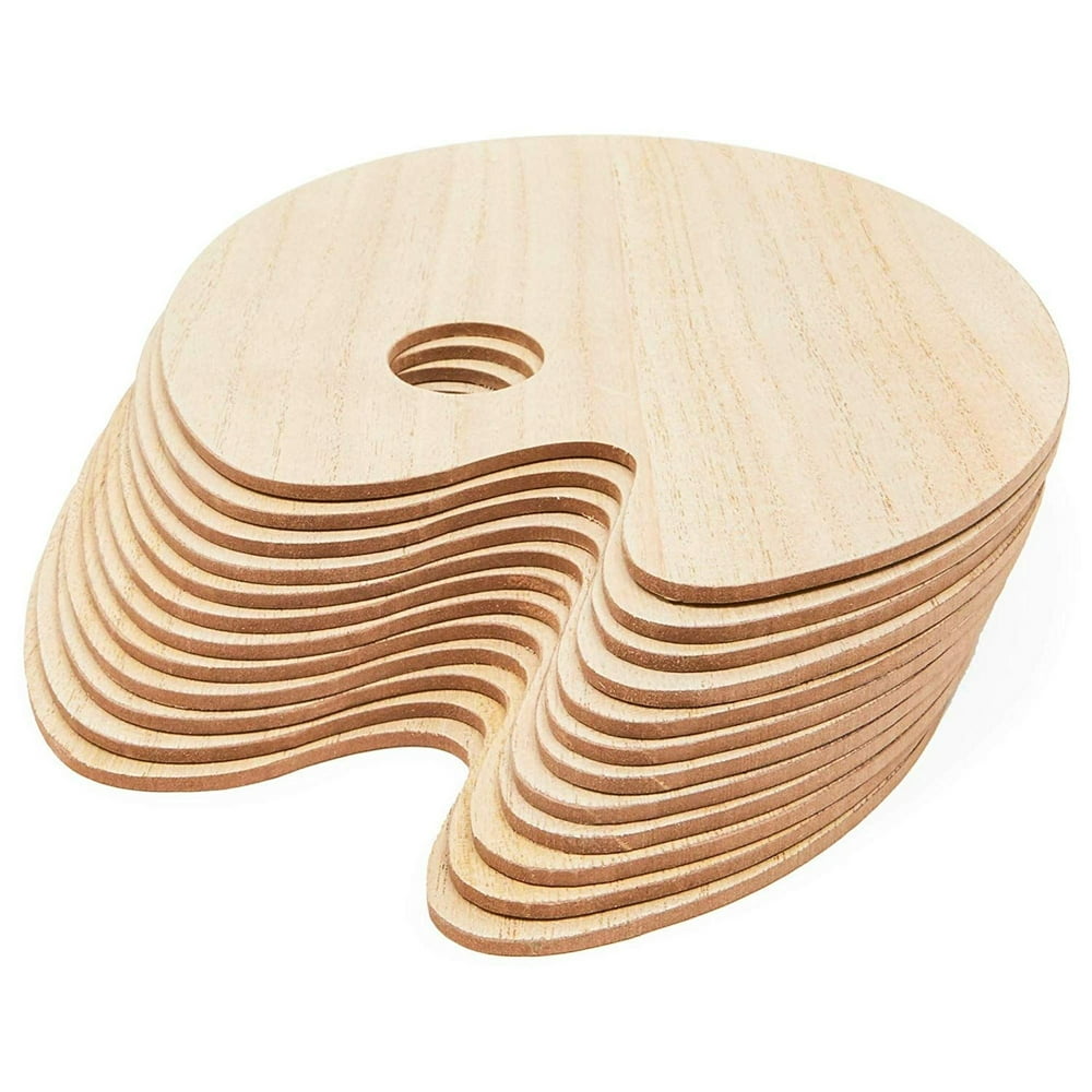 12 Pack Wood Oval Paint Pallet Palette Holder Tray for Acrylic Oil Watercolor Crafts DIY Art, 12