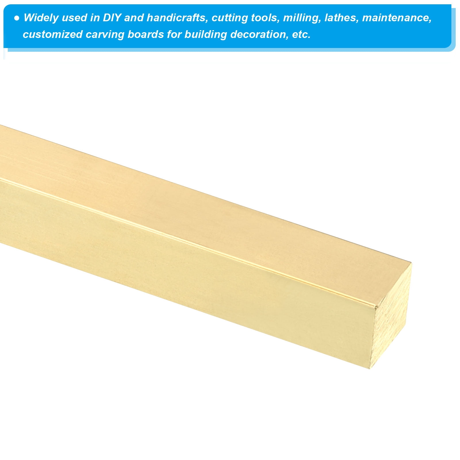 Unique Bargains Brass Square Bar Solid Flat Mill Stock for Crafting 0.2Mx12mmx12mm